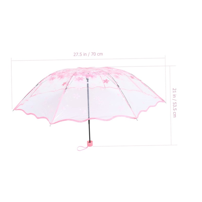 FRCOLOR Raining Folding Umbrella Transparent Travel Umbrella with Creative Floral