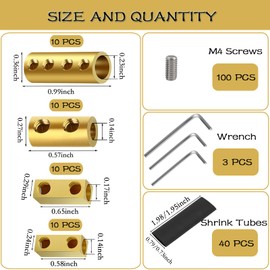 40pcs 4, 6, 8, 10AWG Wire Connectors, Quick Wiring Connection Terminal, Circuit Connector Wire Connector with 100 Screws, 40 Heat Shrink Tube 3 Wrench, for Household appliances and The Power Industry