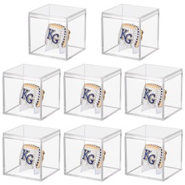 8 Pack Championship Ring Display Case Clear Acrylic Ring Case Display Box for Sports Baseball Basketball Softball Golf Single Ring Holder Stand, 2.16 Inch