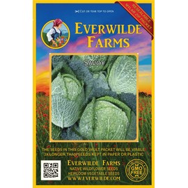 Everwilde Farms - 500 Savoy Cabbage Seeds - Gold Vault Jumbo Seed Packet