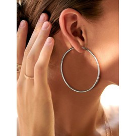 MILACOLATO 3 Pairs of 925 Silver Hoop Earrings for Women 18K Gold-Plated Zirconia Lightweight Hypoallergenic Earrings in Gold and Silver Sizes 40/50/60 mm, Copper