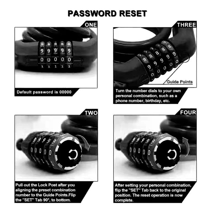 IDEALUX Bike Lock Cable, Resettable Cable Lock, Self Coiling 5