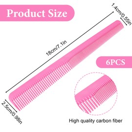 6 Pieces Tapered Comb, Pink Barber Comb for Hair Stylist Fiber Salon Hairdressing Fine Wide Tooth Heat Resistant Combs for Men Women