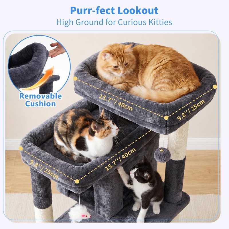Heybly 34.6" Cat Tree Anti-Tipping Floor Cat Condo for Kittens,