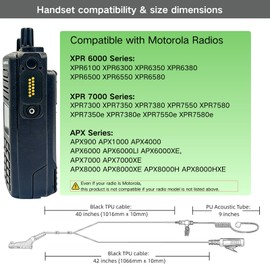 APX 6000 Earpiece XPR 7550e Headset Compatible for Motorola Radios APX 8000/7000/4000 XPR 7350e/7580e/7380e/7550/7350 Acoustic Tube and PTT Mic, Surveillance Headset