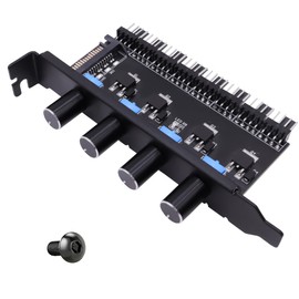 CybNemo 3 Pin 4 Pin PWM Chassis Fan Hub 4 Knob Cooling Fan Speed Controller 8 Channels PC Fan Hub 15 Pin SATA Powered for CPU HDD PCI Bracket Cooling System
