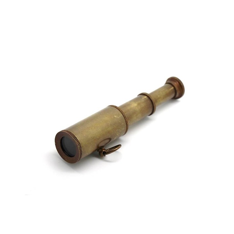 Set of 5 Brass Miniature Nautical Replicas–Vintage-Style Telescope, Compass, Sextant,