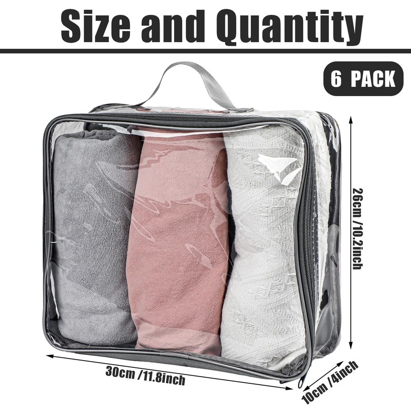 6 Pieces Large Clear Travel Packing Cube Clear Vinyl Zippered