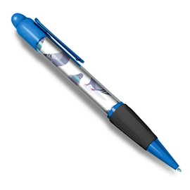 1 x Blue Ballpoint Pen (Black Ink) - Pigeon Bird Cartoon Pattern #15995