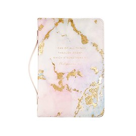 Eccolo Bible Cover Case for Men and Women, Marble Faux Leather Design with Zipper and Handle, Small Book Cover Holds & Protects Small Bibles Up to 6 x 5 x 1.5 inches (Gray Marble)