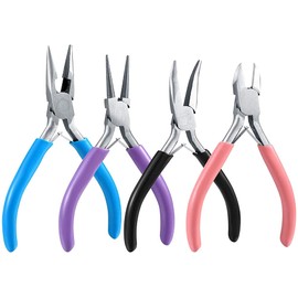 MMOBIEL 4Pcs Jewelry Pliers Set Making Tools Kit, Needle Nose, Long Nose, Chain Nose, Wire Cutter Craft Tools for Jewelry Repair, Jewellery Beading, Wire Wrapping, DIY Craft
