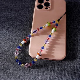 AOKSUNOVA Handykette Kurz Universal Handyanhänger Perlen Handyband Kurz Phone Charm mit Pilz