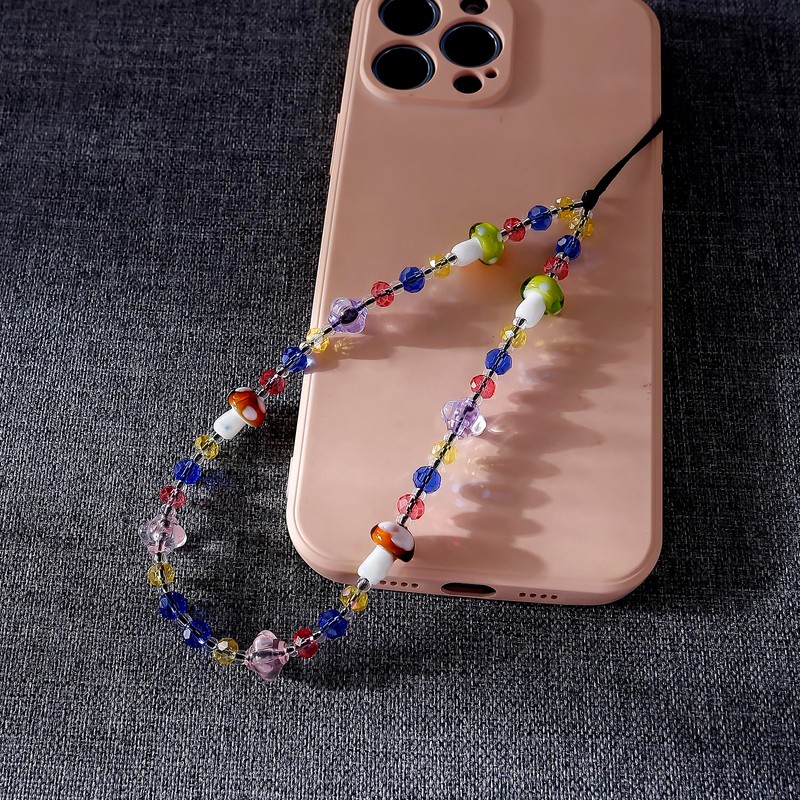 AOKSUNOVA Handykette Kurz Universal Handyanhänger Perlen Handyband Kurz Phone Charm