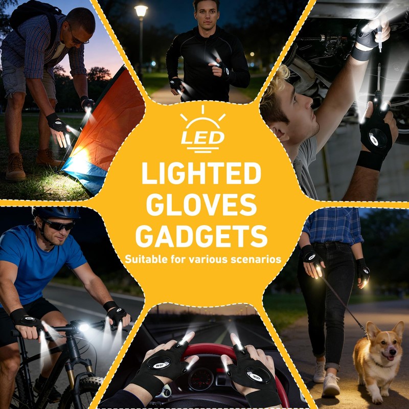 Laexepelle LED Flashlight Gloves for Fishing Camping, Easter Basket Stuffers,