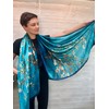 100% silk scarf- turquoise Van Gogh 'Almond Blossom'. Touch of