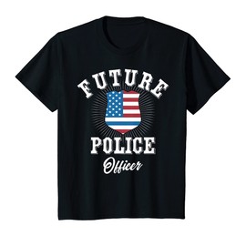 Kids Future Police Officer American Flag Police Badge T-Shirt