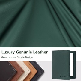 Genuine Leather Passport Holder Wallet Cover for Women and Men,Rfid Travel Wallet Passport Document Holder with Zipper Pocket & Transparent Window - Green