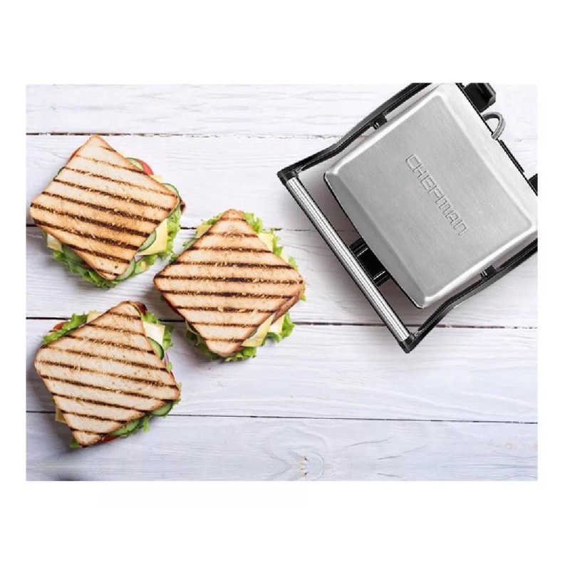 Chefman Parrilla Panini Prensa Chefman Rj02-180-4-r Apertura 180° Color Negro