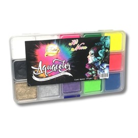 Bellet Paleta Aquacolor Para Bodypaint Color Neón y Metálico 10 Pastillas