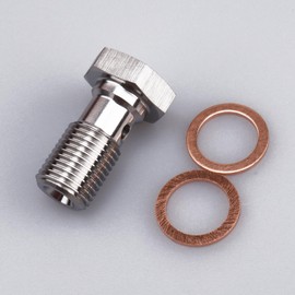 AC PERFORMANCE Universal Stainless Steel M10x1.0 Metric Thread Banjo Bolts Brake Fitting Adapter with M10 Copper Washers, Single Banjo Bolt 20mm Length