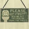 RED OCEAN Funny Novelty Bathroom Sign Aim Straight Loo Decor