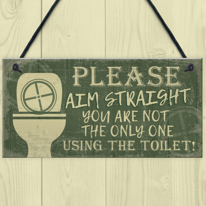 RED OCEAN Funny Novelty Bathroom Sign Aim Straight Loo Decor