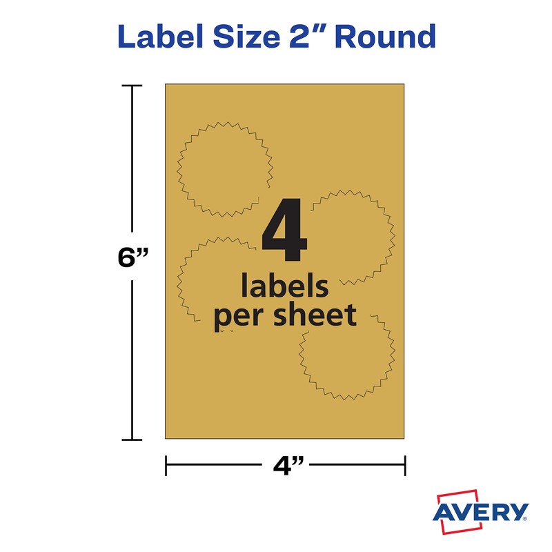 Avery Notary Seal Labels, 2" Diameter, Printable Gold Certificate Seals,