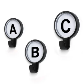 Ozio ABC - Wall-Mounted Clothes Hanger with Letter Hooks, Wall-Mounted Clothes Rack, Designer Clothes Hanger Hook, Colorful Clothes Hanger Hooks, Children's Clothes Hanger - Black - Combo Pack of 3