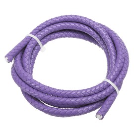 PATIKIL Round Braided Leather Cord, 6mm Braided Genuine Leather Cord String Rope Folded Leather Strip for Jewelry Making Crafts Necklaces Bracelets, Purple(1.1Yards)