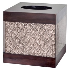 Creative Scents Dahlia Square Tissue Box Cover - Decorative Bathroom Tissues Paper Holder, Modern Napkins Container, for Elegant Bathroom Decor (Brown)