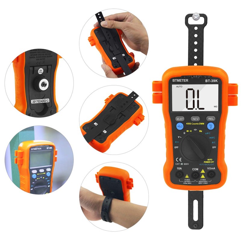 BTMETER BT-39K Digital Multimeter with Case, 4000 Count Volt Ohm