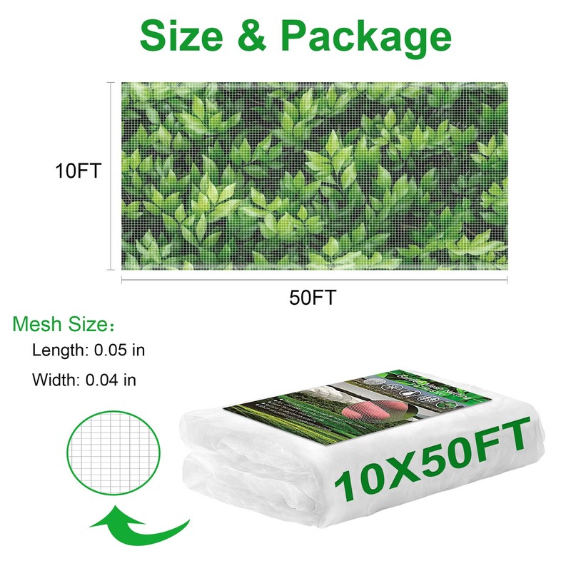 FOTMISHU Garden Netting 10x50FT Ultra Fine Mesh Netting Bird Barrier