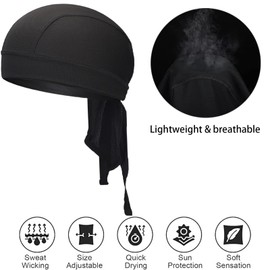 Durags for Men,3-Pack white Bandana Head Wraps, Breathable Skull Caps, Sweat-Wicking Bandanas for Men for Cycling and Motorcycle