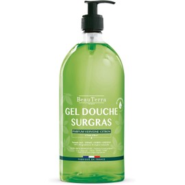 BeauTerra Gel de Ducha Ultra Hidratante Verbena Limón. Gel Corporal Limpiador hidratante, 0% jabón, pieles secas o sensibles. Cuerpo y cabello - 1 L