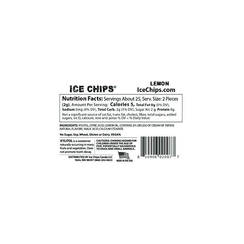 ICE CHIPS Xylitol Candy Tins 5.28 oz total (Lemon, 3