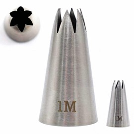 2 pcs 1M Nozzle Open Star Piping Tip, Large Seamless Stainless Steel Icing Piping Nozzle Tip #1M