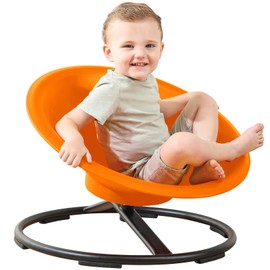 HAPPYMATY Spinning Chair for Autistic Kids, Sit and Spin Autism Toys for Age 3+, Sensory Swivel Chair Enhancing Motor Skills, Educational Indoor & Outdoor Toys (Orange)