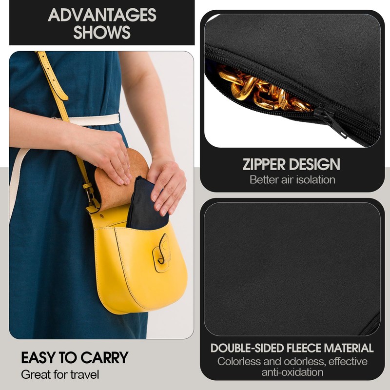 Sanwuta 8 Pcs Zippered Silver Storage Bags Anti Tarnish Bags