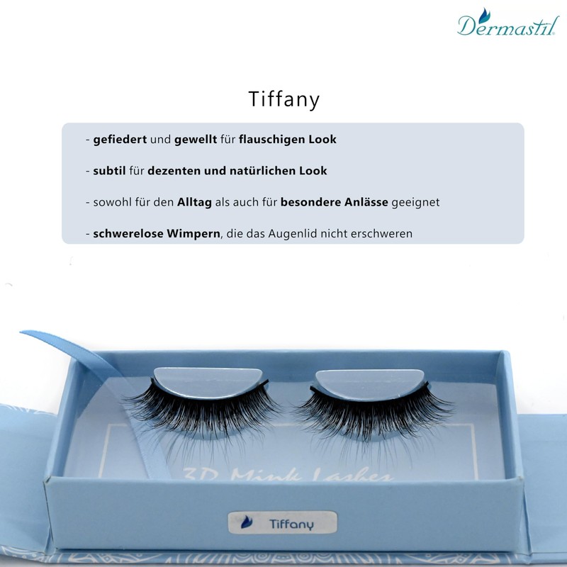 Dermastil Tiffany Premium Faux Mink Lashes, Artificial Eyelashes, Strip, Lashe