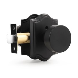 Orger Black Door Knobs Interior, Zinc-Alloy Matte Black Door Knob with Lock, Heavy Duty Privacy Antique Door Knob for Bathroom and Bedroom, 1 Pack