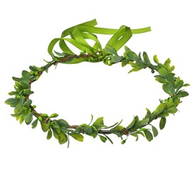Green Boho Leaf Crown Bridal Flower Crown Floral Headband Bohemian Headpiece with Adjustable Ribbon for Wedding Vacation Party Festival Photo Prop