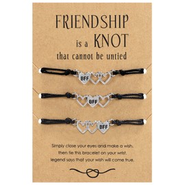 Adjustable size and beautiful bracelet,best friend gift for women(Silver Heart for 3)