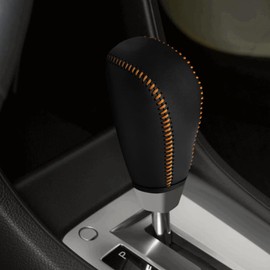 DEYTOP Gear Shift Cover for Subaru Crosstrek 2013-2017/ Impreza 2012-2016 Auto Leather Shifter Cover Protector Trim for Subaru Forester 2014-2018 Accessories (Black with Orange Stitches)