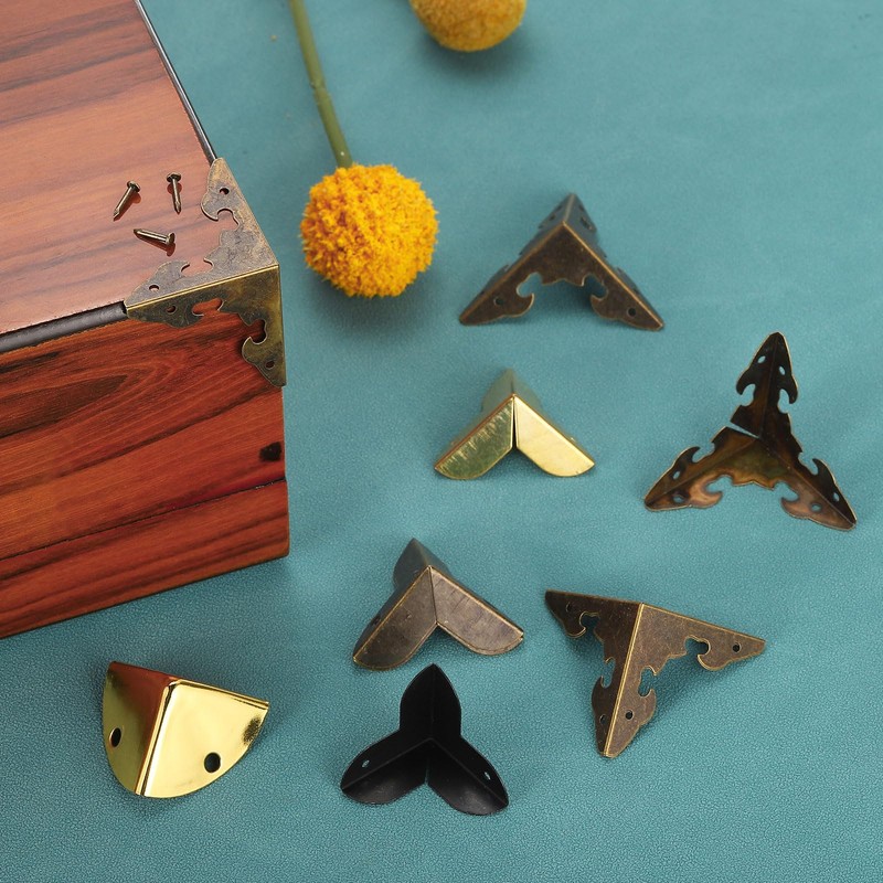 uxcell 12 Pcs Decorative Box Corner Cover, 64mm Metal Edge