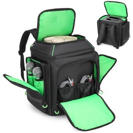 BISKLNDN Carrying Case Travel Backpack Compatible with Bose S1 Pro/ S1 Pro+, Portable Bluetooth Speaker Bag with Shoulder Straps and Accessory Pockets for Microphone, Charger, Cable, Black with Green