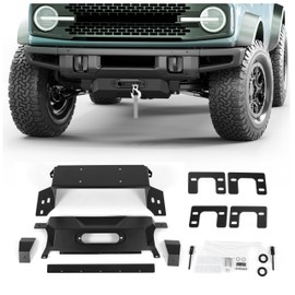 KUAFU Winch Plate Compatible with 2021-2024 Ford Bronco Hidden Winch Mount Mounting Black Steel