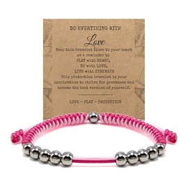 LAMIBEE Golf Stainless Steel 10 Bead Score Counter Bracelet, Golf Stroke Count Bracelet, Resizable Easy to Adjust Golf Round Scoring Tracker, Durable Stylish Golf Accessory (Light Pink and Hot Pink)