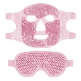2PCS Máscaras de Hielo para Ojos y Cara, Mascarilla de Gel Facial Reutilizable, para Reducir Bolsas Bajo los Ojos, Ojeras, Cuidado de la Piel, Compresa Fria y Caliente (Rosa)