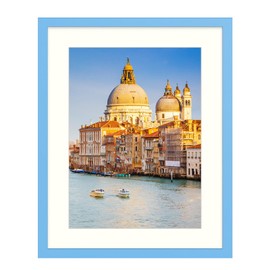 wyooxoo 20x24 Picture Frame Made of Solid Wood Blue Photo Frames Display Pictures 16x20 with Mat or 20x24 Without Mat Colorful Frame For Horizontal Vertical Wall Mounting