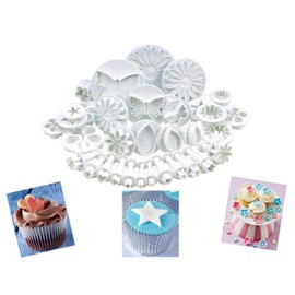 AOSHANG 33 moldes de fondant para tartas, galletas, fondant, fondant, decoración de flores, hojas, mariposas, corazones, herramientas de bricolaje